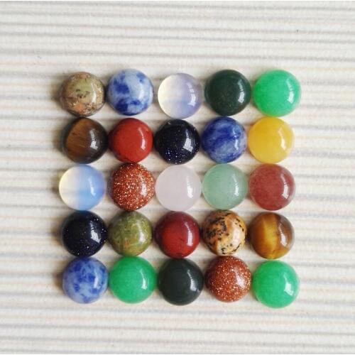 Wholesale 6mm mixed natural round stone beads round CAB CABOCHON for jewelry Accessories 50pcs/lot free shipping