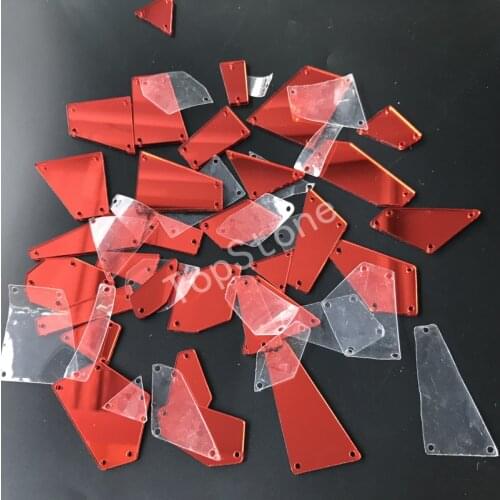 Wholesale! 90pcs/30pcs Acrylic Mirror Sew on Rhinestones with Potective Film and Holes for Sewing Dress Making
