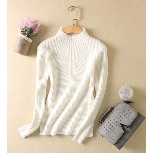 2020 Autumn Winter New Sweater High Quality Warm Cold Blouse Women Knitted Turtleneck Top Slim Pullover Solid Color Wool Outwear