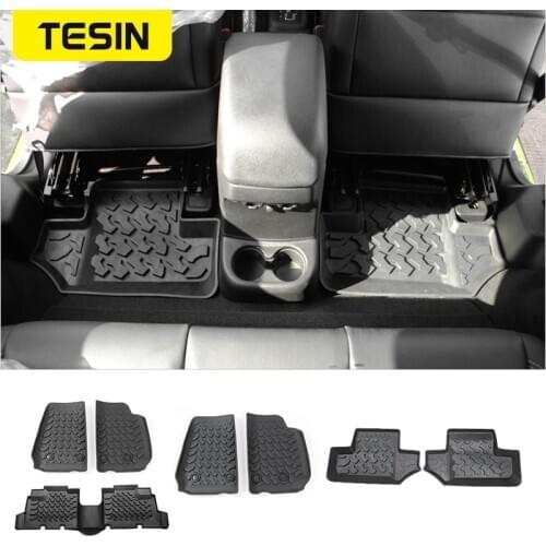 TESIN Floor Mats for Jeep Wrangler JK 2007 Rubber Car Non-Slip Rear Row Foot Mats Pads Liner Carpets for JK Wrangler Accessories