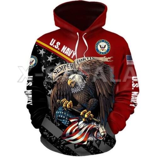 Eagle USA Flag Marine Navy 3D Print Hoodies Pullover Sweatshirts Man Women Harajuku Outwear Casual Unisex Zip Jacket Tracksuit