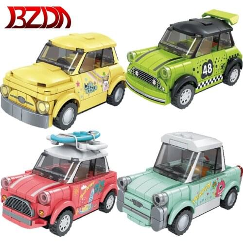 SEMBO City Mini Camper Car Speed Champions Racing Car Building Blocks MOC Sports Model Supercar Bricks Toys For Boys Gifts