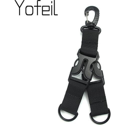 Tactical Nylon Webbing Backpack Hook Multifunctional Carabiner D-Shaped Keychain Double-split quick release hanging Buckle