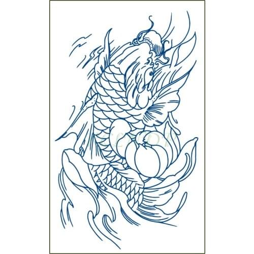 Waterproof Temporary Juice Tattoo Sticker Lotus Flower Fish Girl Lasting Tattoos Flash Tatoo Fake Tatto Body Art for Men Women