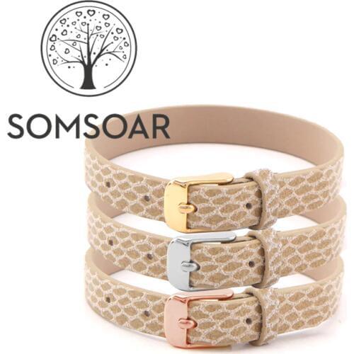 Somsoar Jewelry High Quality Genuine leather Wrap Bracelets fit Story Slide Charms accessories 5pcs/lot