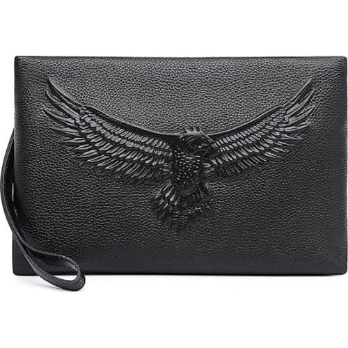 High Quality Genuine Cowhide Leather Solid Color Mens Hand Wallet Clutch Sacoche Homme Bolso Hombre Luxury Brand Bag