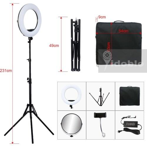 Yidoblo white FD-480II 18" LED Ring Light Kit 480 LED Warm & Cold 2 color Adjustable Photographic Lighting+ stand (2M)+ Soft bag