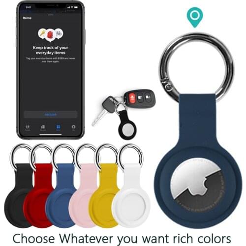 Liquid Silicone Protective Sleeve For Apple 2021 New AirTags Tracker Case Cover Anti-lost Device Keychain Protective Sleeve Hot