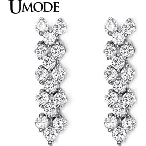 UMODE Bijoux Unique Design Long Earrings With AAA+ CZ Plant Shaped Stud Earrings For Women Fashion Jewelry AUE0040
