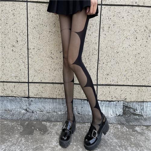 Japanese Cute Lolita Body Stocking Womens Nylon White Fashion Print Chinese Style Tights Gothic Seamless Pantyhose Kawaii Girl