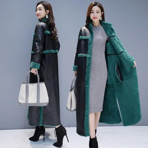 Winter Thick Parkas Warm Lambswool Coat Women Plus Size 3XL Long Parka Women Lambs Wool Faux Leather Winter Jacket Women HK241