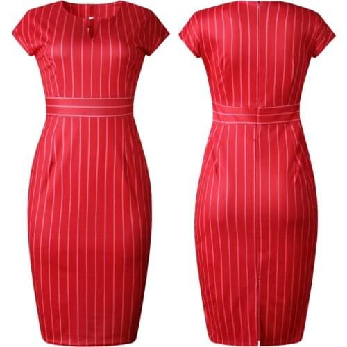 Women Back Striped V Neck Mid Dress Sexy Split Sleeveless Night Clubwear Club Female Vestidos Large Sizes Commuting Wear