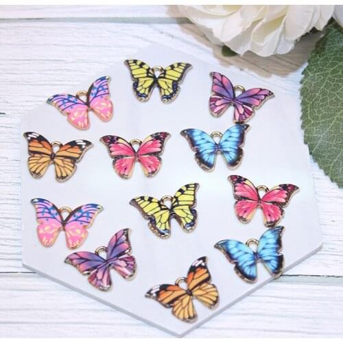 10PCS Colorful Butterfly Charms Pendant Enamel Metal Small Charms Necklace Bracelet DIY Jewelry Making Accessories