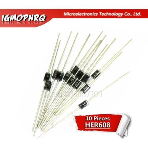 10pcs HER608 efficient 6A 1000V fast recovery rectifier diode A dedicated inverter new original