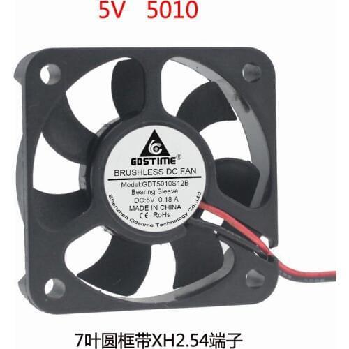 2pcs/lot 50x50x10mm DC5V 12V 24V 5010 small axial flow brushless dc Plastic UL94V-0 PBT cooling fan