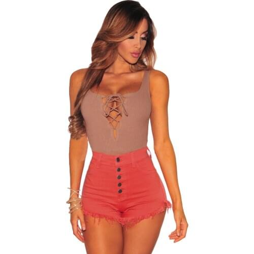 2021 New Summer Women Sexy High Waist Denim Jeans Button Fly Biker Shorts