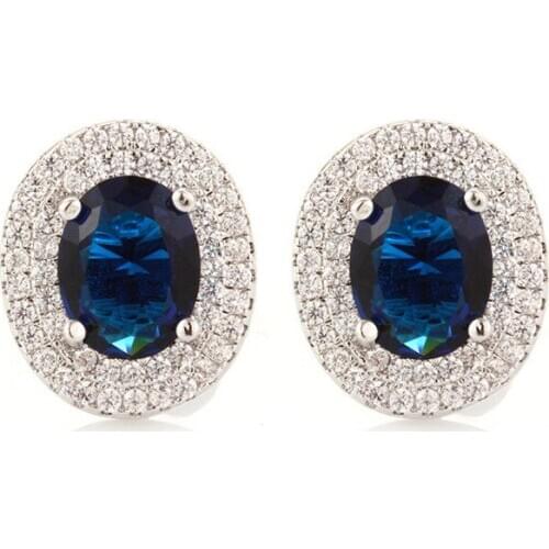 2020 New Fashion temperament wild girl heart earrings jewelry Luxury Oval Double Row Micro Set Zircon Stud Earrings Wholesale