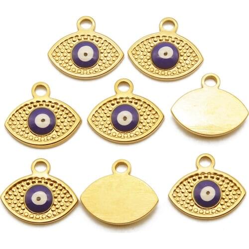 3pcs/lot 100% Stainless Steel Gold Evil Eye Pendant DIY Jewelry Charm Wholesale Top Quality Custom OEM Design Never Fade