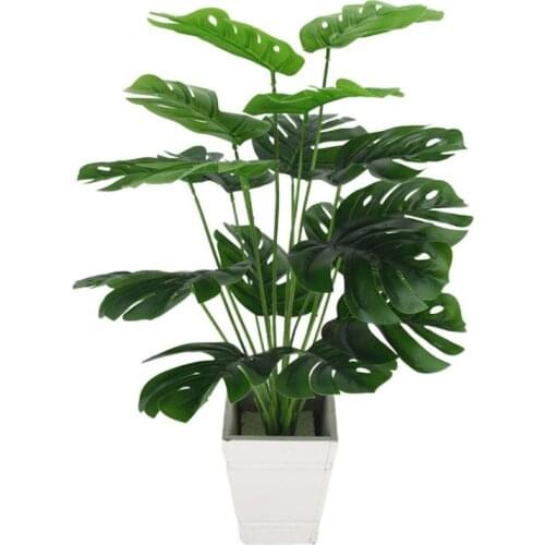 50cm 18 heads artificial green monstera leaves fake garden leaf room turtle living room home potted plants plant decorati