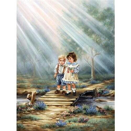 5D DIY Diamond embroidery Boy girl diamond painting Cross Stitch landscape full square drill Rhinestone mosaic puzzle home decor