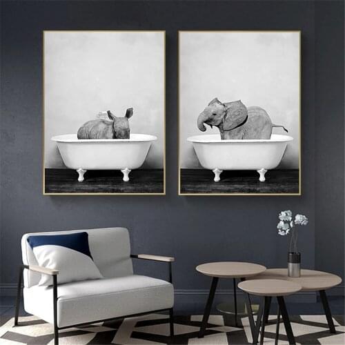 5D Diamond Painting Black and White Animals Bathtub Poster Diamond Embroidery Full Cross Stitch Kits Home Decor Diamond Mosaic