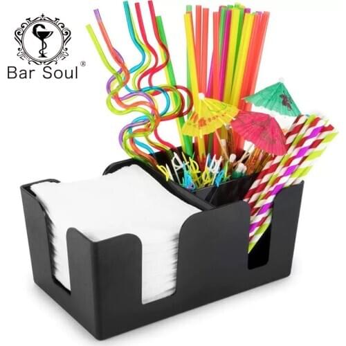 Bar Soul Bar Pub Tidy Napkin Straw Storage Box Cocktail Stirrer Storage Food Grade Plastic Decoration Box Bar Tools