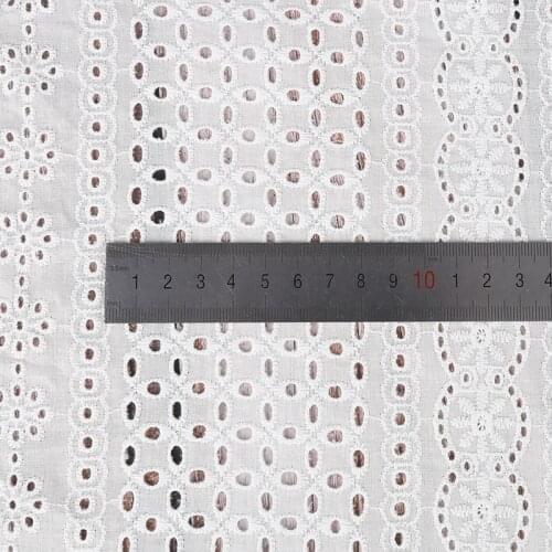 White Geo Hollow Lace Cloth Square Shape Embroidered Womens Summer Cotton Cloth Hollow Lace Fabric