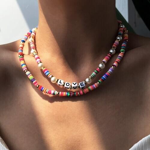 Bohemia Resin Simulate Pearl Bead Double-deck Necklace Nations Wind Chain Women Gift