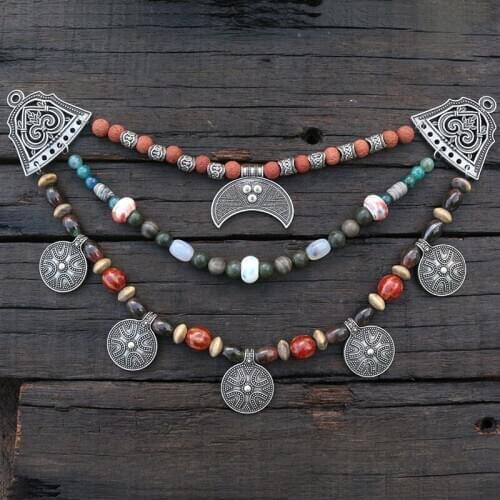 1pcs Dropshipping Medieval Slavic Jewelry Makeing For Women Pendant, Ethnic Style Viking Age Brooch Lunula Jewelry For Cool Men