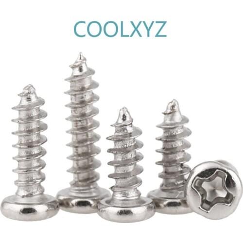 COOLXYZ Cross Pan Head Self Tapping Mini Screws Hardened PA Philips Round Head Tapping Electronic small screw M1M1.2M1.7 500pcs