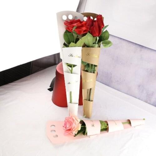 Flower Packing Box Love Portable Rose Arrangement Box Paper Bags For Gifts Packaging Single Bunch Romantic Decorate Desktop