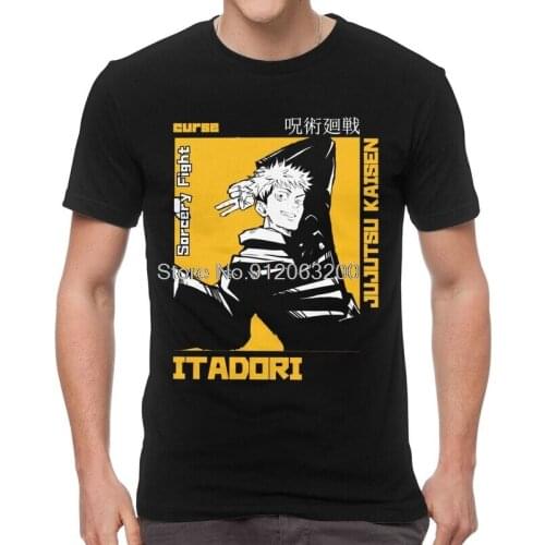 Tvoe Jujutsu Kaisen Yuji Itadori T Shirt Mens Cotton Printed T-shirt Harajuku Tshirt Short Sleeve Japan Anime Manga Tees Tops