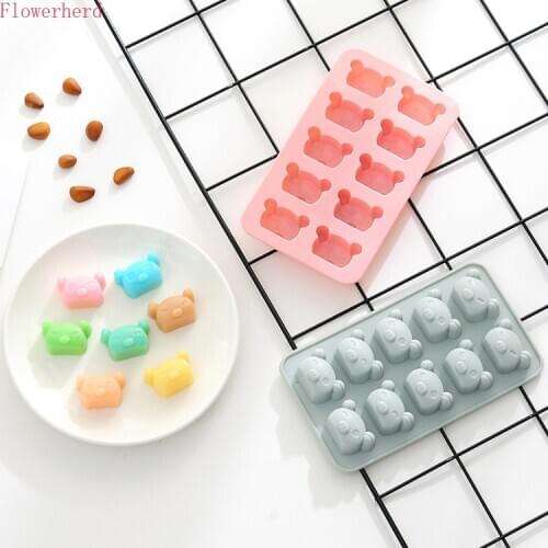 10-hole Fondant Tools Cartoon Bear Silicone Mould DIY Chocolate Candy Mold Ice Cube Mould Cake Decorating Handmade Soap Mold