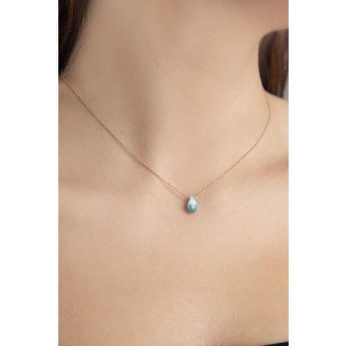 Water Drop Turquoise Model Necklace for Women Desire Fashion Jewelry 925 Sterling Silver