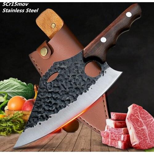 Stainless Steel Chef Knife Kitchen Outdoor Hunting Butcher Knife Sharp Fish Meat Cutting Knife Forged Cooking Kitchen Knives