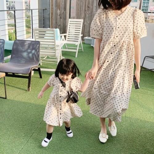 2020 summer childrens clothing new girls fashion dots parent-child short-sleeved princess casual dress 20D801