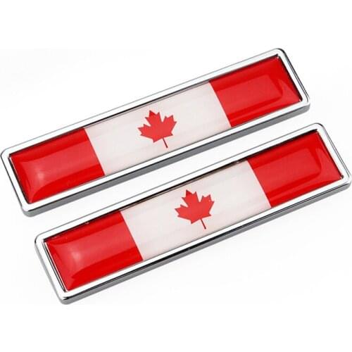 1 Pair Canadian Flag Canada 3D Metal Car Sticker Decal Decoration Badge Emblem Accessories Auto Stickers For Audi Bmw Toyota VW