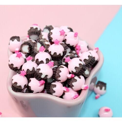 Mini Order 10pcs 3D Kawaii Star Chocolate Cup Cake Resin Cabochons Embellishments Scrapbooking Jewelry Charms DIY Patch Cameo