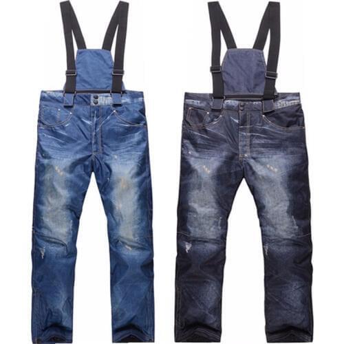 Mens outdoor ski pants winter professional snowboard windproof breathable warm bib detachable ski pants increase size S-XXXL