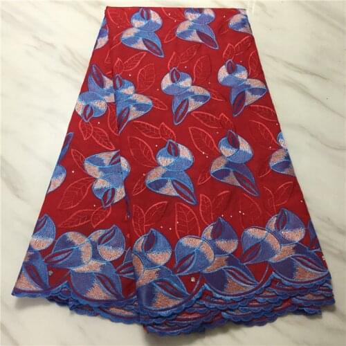 2020 New Arrival Swiss Cotton Lace Fabric Flowers Embroidery Stones Latest 5Yard Nigerian Guinea Brocade Cotton Fabric for Dress