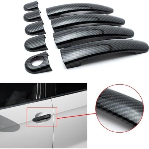 NEW-Carbon Fiber Style Side Door Handle Decoration Trims for Jetta MK6 2012-2015 Tiguan 2009-2016 -Polo 2010-2014
