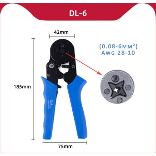 Insulation Terminal Crimping Pliers DL-6(max 0.08-6mm²)Wire Crimper Nippers Household Electrican Repair Hools Ratcheting