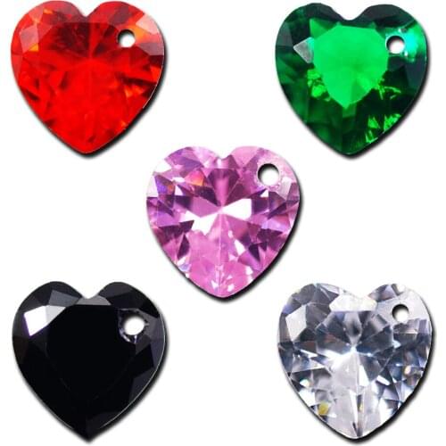20pcs/lot 6mm/8mm Heart Shaped Necklace jewelry Cubic Zirconia Straight Hole Loose Beads Sew On Making Jewelry
