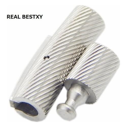 REAL BESTXY 5pc/lot 6mm Hole Size Smooth wave tube Stainless Steel press Clasps Jewelry Accessories