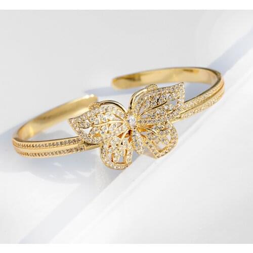 Luxury Fashion Butterfly White Zircon Crystal Bangle Bracelet Classic Women Leopard Animal Bracelets Homme Gift