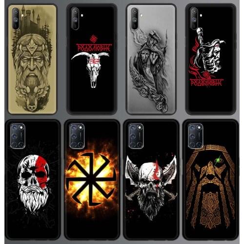 Slavic Viking symbol Kolovrat For Realme C3 8 7 6 Pro C21 Phone Case For OPPO A53 A52 A9 2020 Black Silicone Luxury Cover Coque
