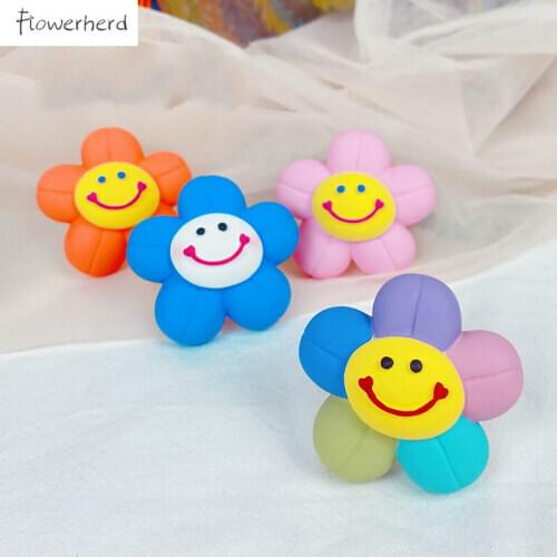Smiley Flower Silicone Mold New Car Air Outlet Mold Aromatherapy Gypsum DIY Material Candle Mold Fondant Mold Soap Mold Baking