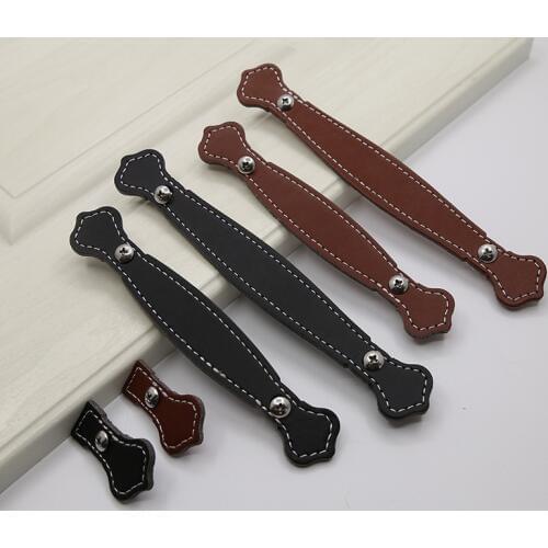 JD Furniture Handle Hardware Modern Leather Brown Wardrobe 96mm Kitchen Of Cabinet Door American Style