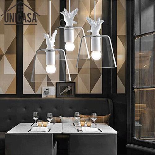 Modern Ceiling Lamp Clear Glass Shade Antique Pendant Lights Vintage Bar Lighting Fixtures Kitchen Island Hotel LED Art Decor