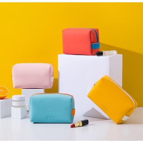 New Women Travel Cosmetic Bag Waterproof Pu Cute Candy Colors Woman Makeup Bags Portable Toiletry Storage Bag Organizer Box